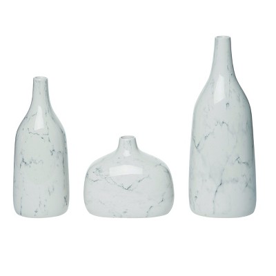 VIP Dolomite 12.75 in. White Varying Shapes Vases Set of 3