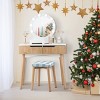 Tangkula Vanity Table Set w/ Lighted Makeup Dresser Mirror & Drawers Natural Wood - 3 of 4