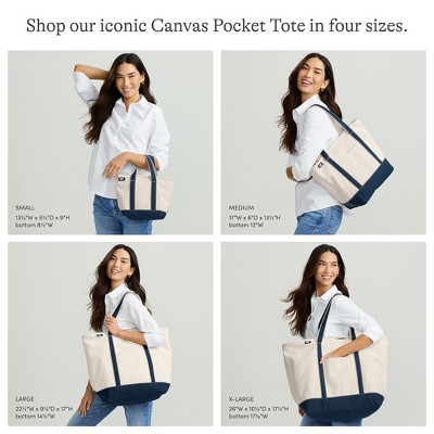 Lands' End Open Top Long Handle Canvas Tote Bag