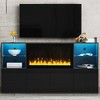 TIRAMISUBEST TV Stand with 34.2" Non-heating Electric Fireplace, Modern Entertainment Center with LED Light, Media Console with Tempered Glass Shelves - 2 of 4