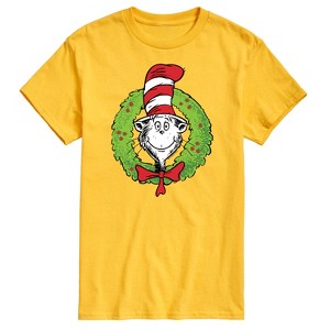 Men's The Cat in the Hat Cat Wreath Short Sleeve Graphic T-Shirt - Yellow - 3 X-Large - 1 of 4