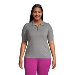 Lands' End Women's Moisture Wicking UPF Sun Elbow Sleeve Polo Shirt Stripe