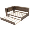 YOOCOZZ Full Size Wood Daybed with Storage Shelves, USB, LED, and Trundle - 3 of 4