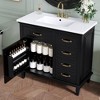 Gulches 36 in 18 in Undermount Rectangular Bathroom Sink in Black Poplar Rubberwood MDF Ceramic with 4 Drawers Adjustable Shelf Zinc Alloy Handles - 3 of 4