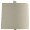 Dimpled Ceramic Body Accent Lamp White Glaze - StyleCraft: Hexagonal Pattern, Beige Linen Shade - image 3 of 4