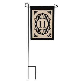 Evergreen Flag Cambridge Chic Letter H Monogram Applique Garden Flag - 12.5" Wide x 18" High