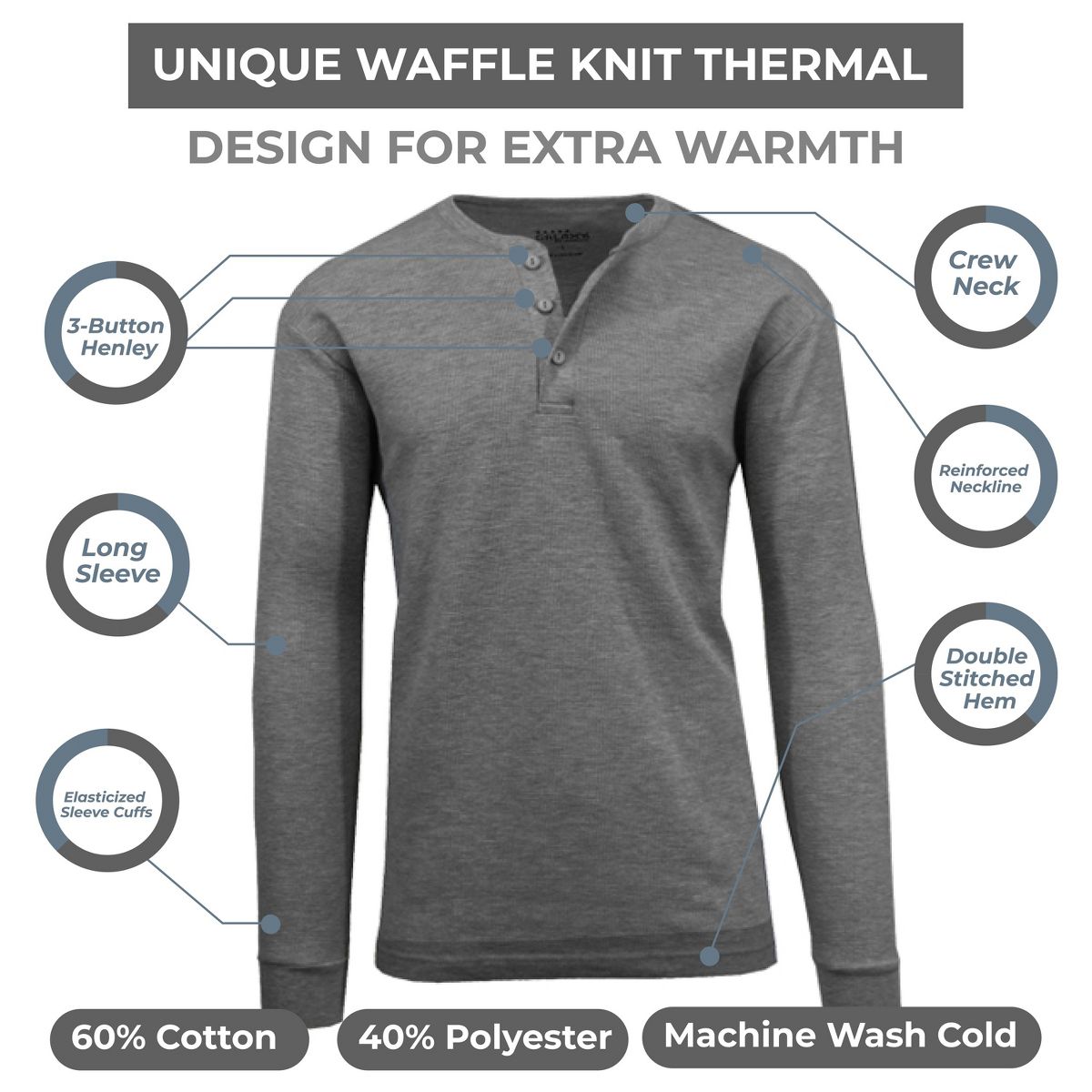 Galaxy By Harvic Women's Oversize Loose Fitting Waffle-Knit Henley Thermal Shirt - thumbnail 4