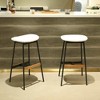 Resenkos Counter Bar Stools, Counter Stool,Modern Set of 2 Bar Stools with Soft Fabric Upholstered, Backless,Beige White - 3 of 4