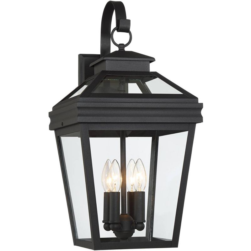 John Timberland Stratton Street Mission Outdoor Wall Light Fixture Textured Black Lantern 22" Clear Glass for Post Exterior Barn Deck House Porch Yard, 1 of 9