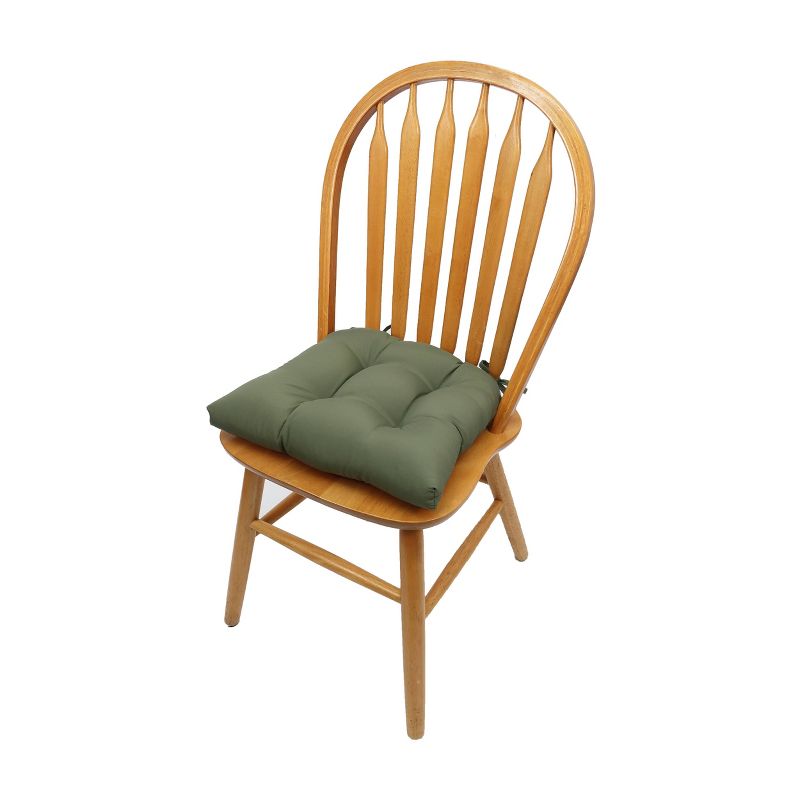 Dark Green Micro Fiber Chair Pads with Tie Backs (Set Of 4) - Essentials, 3 of 4