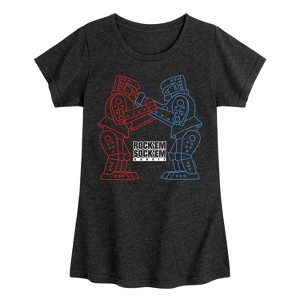 Girls' - Rock 'Em Sock 'Em Robots - Robot Outline Fitted Short Sleeve Graphic T-Shirt - 1 of 4