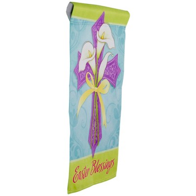 Easter Blessings Cross and Lilies Outdoor Garden Flag