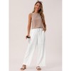 INSPIRE CHIC Women's Linen Summer Palazzo Flowy Wide Leg with Pockets Pants - 3 of 4