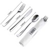 Itopfox 50 Pack Pre Rolled Silver Plastic Cutlery Set with Forks, Knives, Spoons & Napkins, Disposable for Party, Wedding & Events - 2 of 4