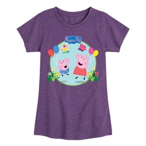 Girls' - Peppa Pig - George Flowers and Balloons Fitted Short Sleeve Graphic T-Shirt - 1 of 4