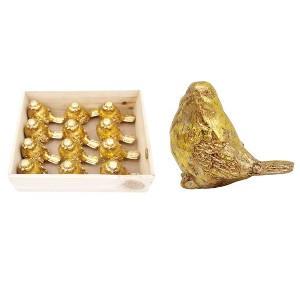 Transpac Resin Gold Birds In Crate S/12 Home Decorations Spring - 1 of 1