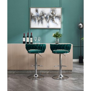 NicBex Swivel Velvet Bar Stools Set of 2,Adjustable Counter Height Bar Stools,Bar Chairs with Chrome Footrest and Base,Barstools for Cafe,Bar - 1 of 4