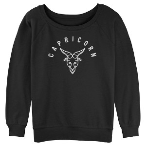 Junior's Women Lost Gods Zodiac Capricorn Line Symbol Sweatshirt - 1 of 4