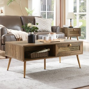 Probe Hues 42 Inch W. Coffee Table with Shelve and Drawer - 1 of 4