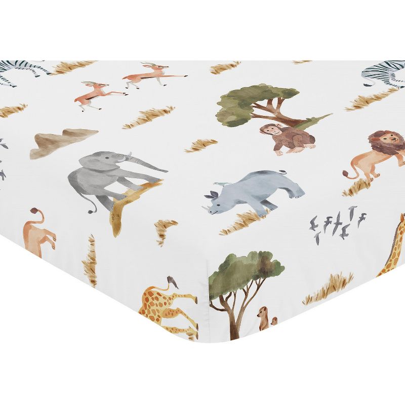Sweet Jojo Designs Boy Girl Gender Neutral Unisex Baby Fitted Crib Sheet Jungle Animals Collection, 4 of 8