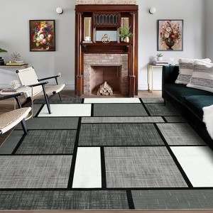 Machine Washable Area Rug Modern Geometric Low Pile Non Slip Non Shedding Indoor Carpet for Living Room Bedroom Office - 1 of 4