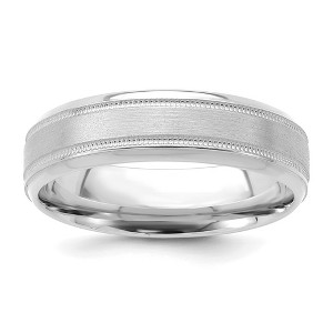 Black Bow Jewelry 6mm 14K White or Yellow Gold STD Wgt Milgrain Beveled Comfort Fit Band - 1 of 4