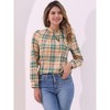 INSPIRE CHIC Women's Bow Tie Neck Keyhole Back Grid Checks Office Work Blouses - 3 of 4