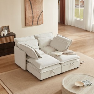 PAGED Stylish Sofa Comfy Double Layer Upholstered Couch with Storage Function, 4-Seater Sofa for Living Room - 1 of 4