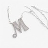 Anna-Kaci Silver Tone Initial Letter Pendant Necklace with Crystal Rhinestone Accents - 2 of 4