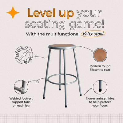 Felix 30" Gray Metal Adjustable Bar Stool