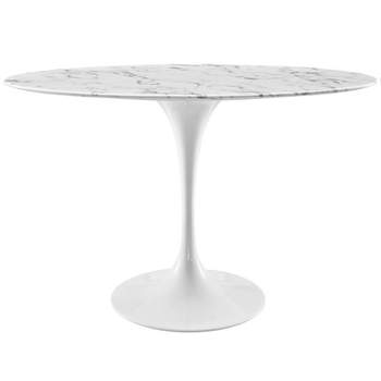 48" Lippa Oval Artificial Marble Dining Table White - Modway