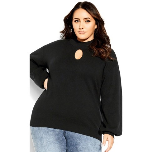 Women's Plus Size Evelyn Sweater - black | CITY CHIC - image 1 of 4