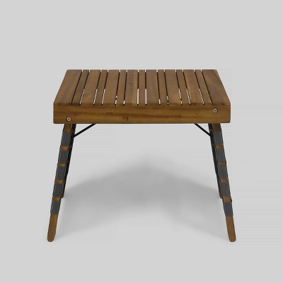 Riley Brown Patina Acacia Wood Foldable Side Table