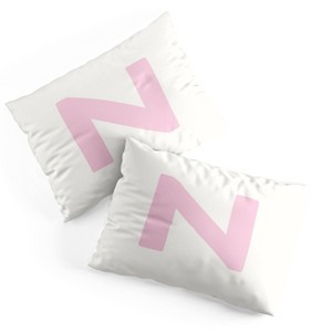 Deny Designs Standard April Lane Art Block Pink Monogram N Microfiber Printed Pillow Sham - 1 of 3