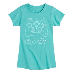 Girls' - Instant Message - Game Controller Rendering Fitted Short Sleeve Graphic T-Shirt - 1 of 4