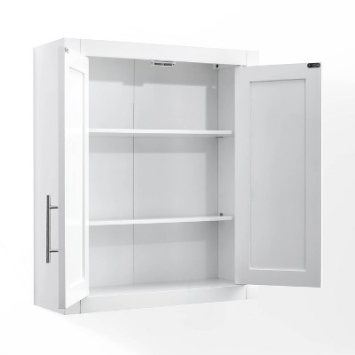 Savannah 31" White MDF Wall-Mounted Bathroom Cabinet with Chrome Hardware