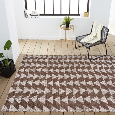 Moroccan-Inspired Mid-Century Modern Geometric Rug in Brown/Beige