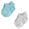Hudson Baby Infant Boy Non-Skid No-Show Socks, Blue Gray Teal - 4 of 4