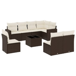 vidaXL Garden Sofa Set Brown PE Rattan Large Modular Garden Sofa Set - 1 of 4