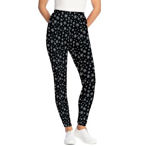 Woman Within Tall Stretch-Cotton Knit Pull-On Printed Leggings - 1 of 4