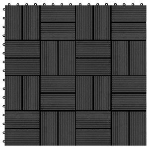 vidaXL 11 pcs Decking Tiles WPC 11.8"x11.8" 1 sqm Black - 1 of 4