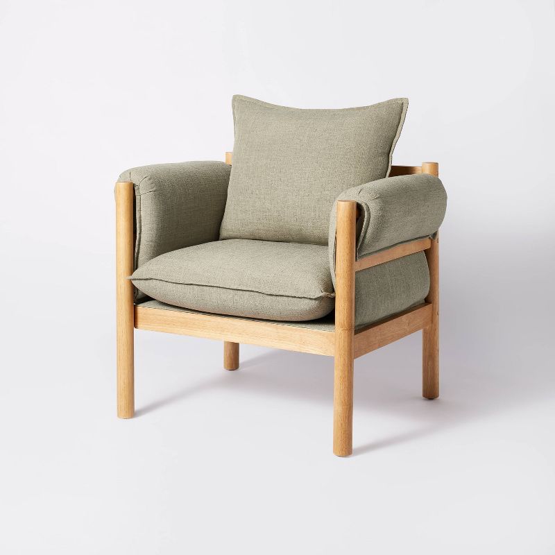 A threshold designed wstudio mcgee Arbon Wood Dowel Accent Chair with Cushion Arms - Threshold™ designed with Studio McGee