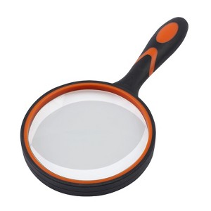 Insten Large Magnifying Glass 100 mm Lens, 6X Handheld Magnifier for Reading, Orange - 1 of 4