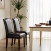 Lirago Modern Brown Armless Dining Chairs with Upholstered Fabric, Nailhead Trim, and Wood Legs | 2PC Set | Dimensions: 19.60"L x 24.20"W x 39.10"H - 2 of 4
