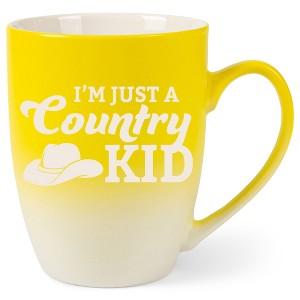 100 North Cowboy Hat 10 Ounce Yellow and White Two Toned Ombre, Comfortably Fits Your Hands, Ceramic Tea Coffee Cup Mug, I'm Just A Country Kid - 1 of 1
