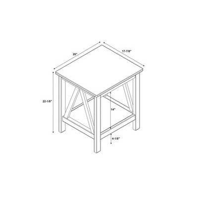 Rustic Driftwood Square Wood End Table with Spacious Shelf