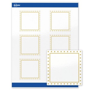 Avery 3" x 3" Labels, Gold Border with Gold Dots, 60 ct - 1 of 4