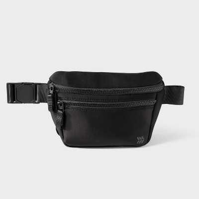 thumbnail image 2 of Large Black Solid Leather Waist Fanny Pack Belt Bag Travel Hip Purse Mens Women 2 of 12