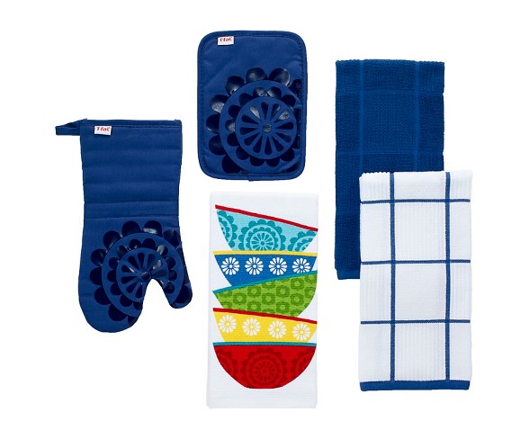 Bright Blue Parquet Kitchen Towel 2 Pack (16"x26") T-Fal
