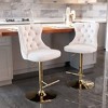 CAVINAS Set of 2 Adjustable Height Bar Stools,25-33 Inch Velvet Counter Bar Stools with Tufted Back for Dining Rooms,Kitchens Islands - 2 of 4